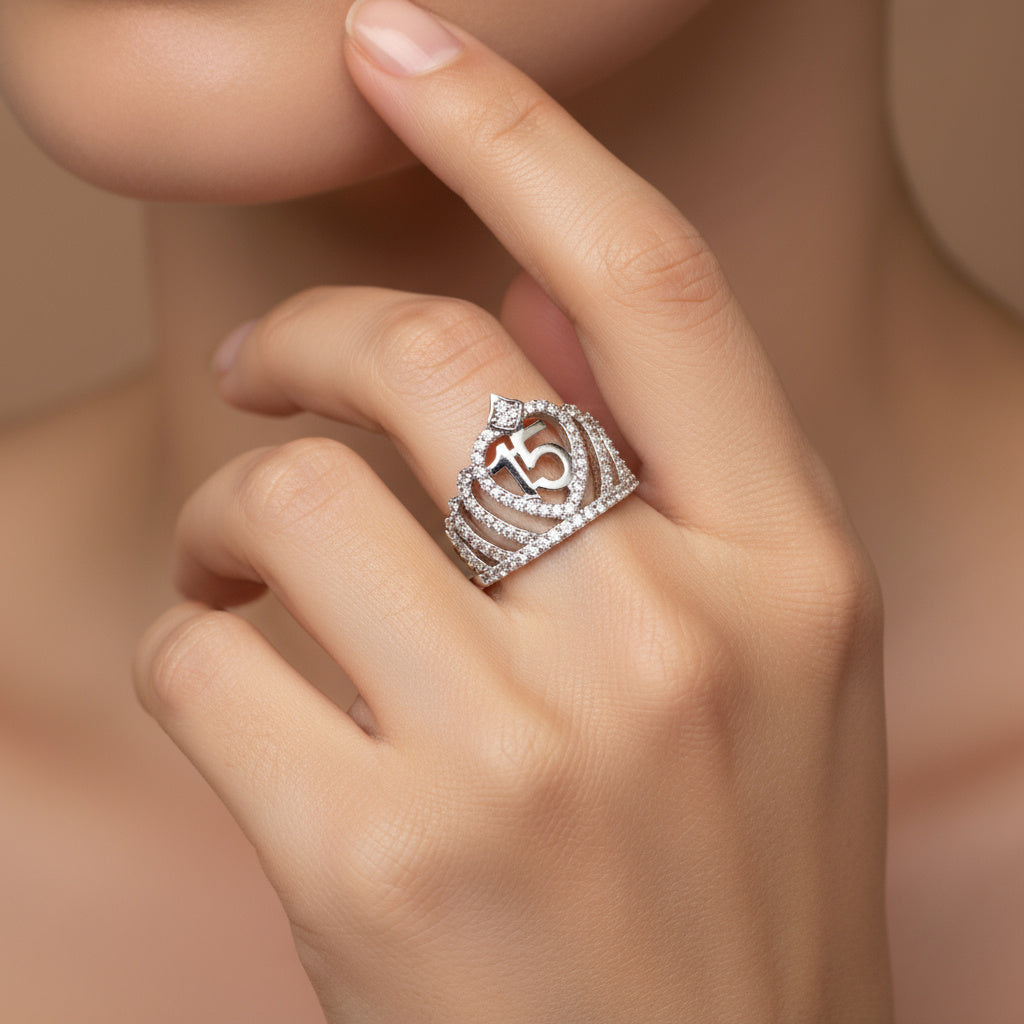 Anillo de Plata .925 Corona Real con Incrustaciones de Zirconias mod. 1395