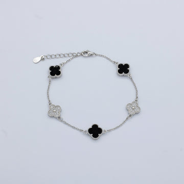 Pulsera de Plata .925 Tréboles Negro Intercalados con Tréboles de Zirconias mod. 1468
