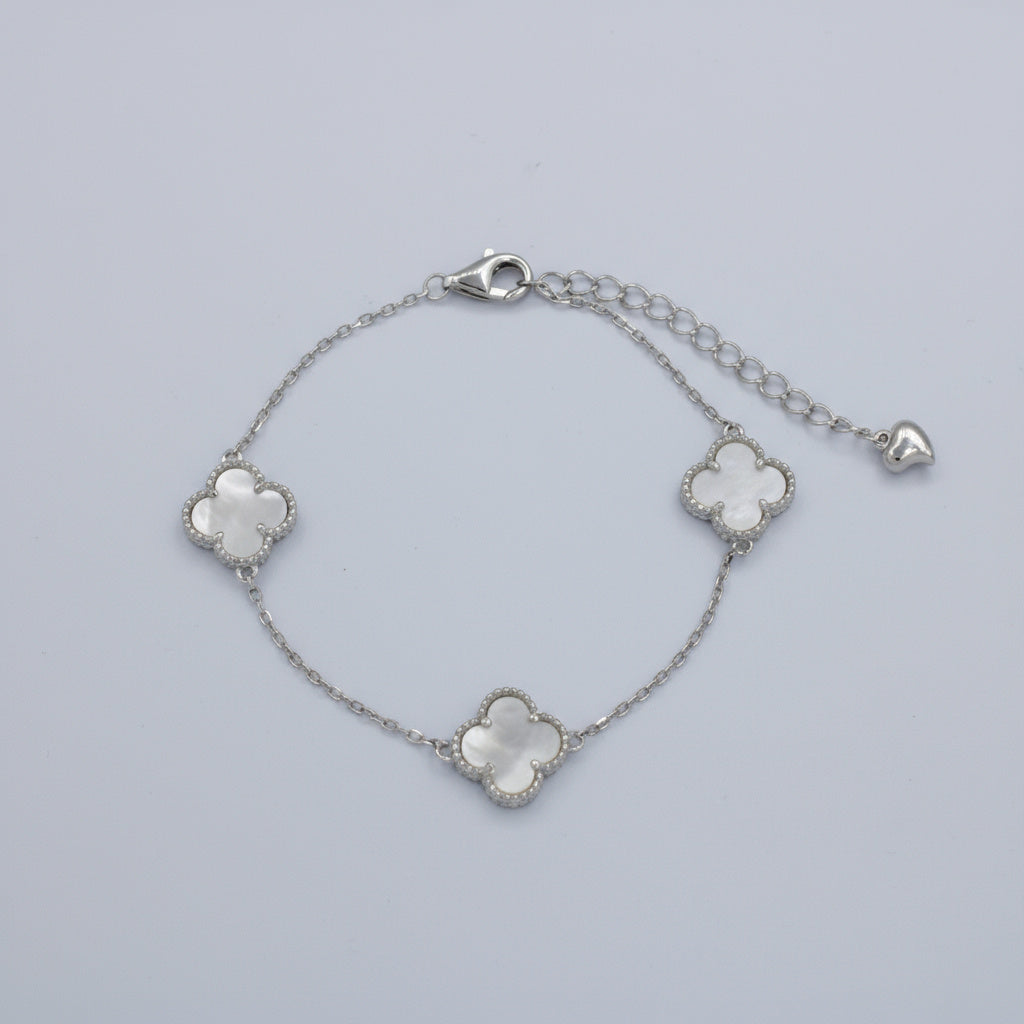 Pulsera de Plata .925 Tréboles Mediano de Madre Perla mod. 1466