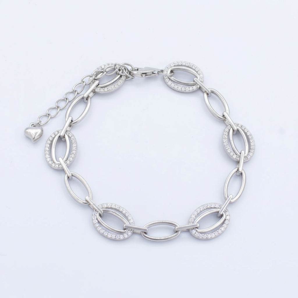 Pulsera de Plata .925 Diseño Oval con Zirconias Alrededor mod. 1476