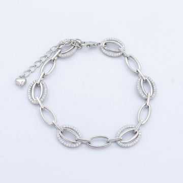Pulsera de Plata .925 Diseño Oval con Zirconias Alrededor mod. 1476