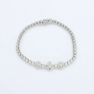 Pulsera de Plata .925 Diseño de Tréboles Central con Incrustación de Zirconias mod. 1475