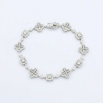 Pulsera de Plata .925 de Diseño de Tréboles y Cuadrados Incrustado de Zirconias mod. 1483