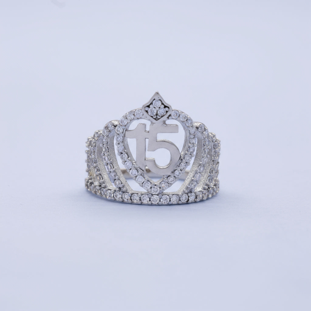 Anillo de Plata .925 Corona Real con Incrustaciones de Zirconias mod. 1395