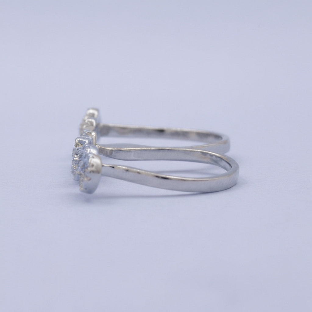 Anillo de Plata .925 Diseño Doble Estilo Love y Brillos de Zirconia mod. 1392