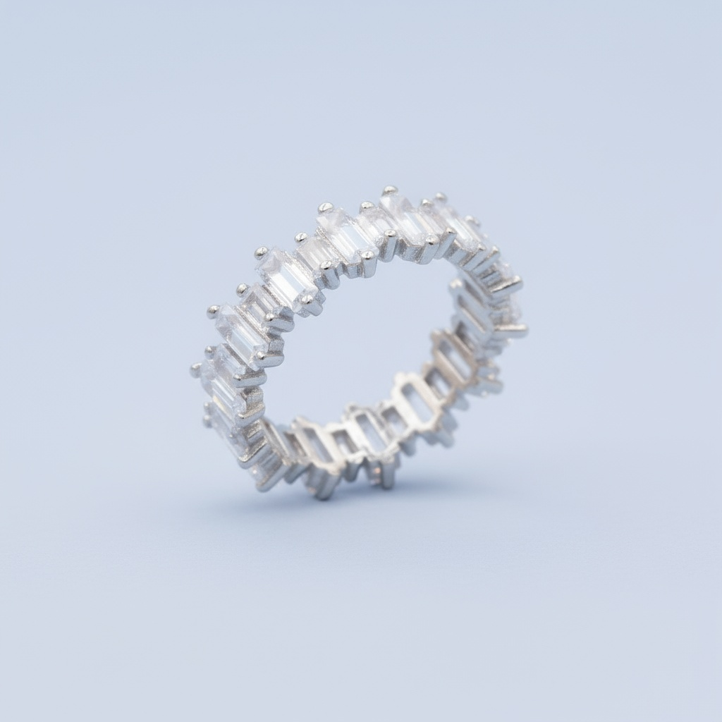 Anillo de Plata .925 Churumbela Especial con Zirconias de Corte Baguette mod. 1377