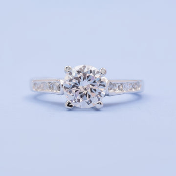 Anillo Solitario de Plata .925 con Zirconias Finas y Brillantes mod. 1148