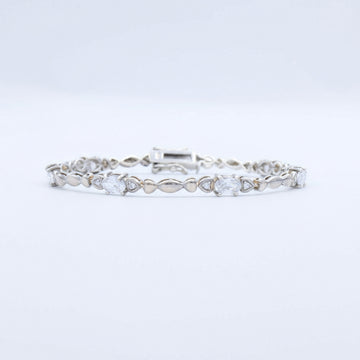 Pulsera de Plata .925 de Diseño Elegante con Corazones y Brillantes mod. 1481