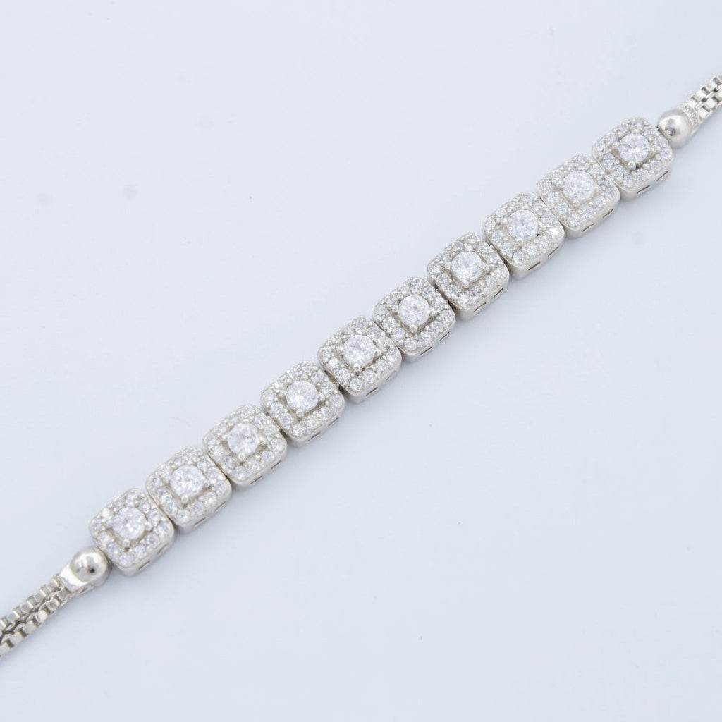 Pulsera de Plata .925 de Tejido Cubo con Incrustación de Zirconias Cuadradas mod. 1478