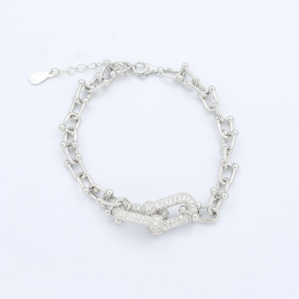 Pulsera de Eslabones Huecos Detallados con Zirconias Finas mod. 1480