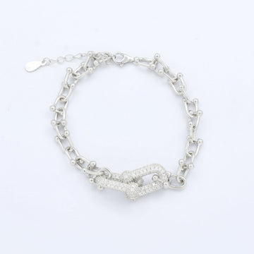 Pulsera de Eslabones Huecos Detallados con Zirconias Finas mod. 1480