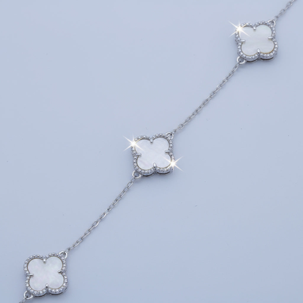 Pulsera de Plata .925 Tréboles Mediano de Madre Perla mod. 1466