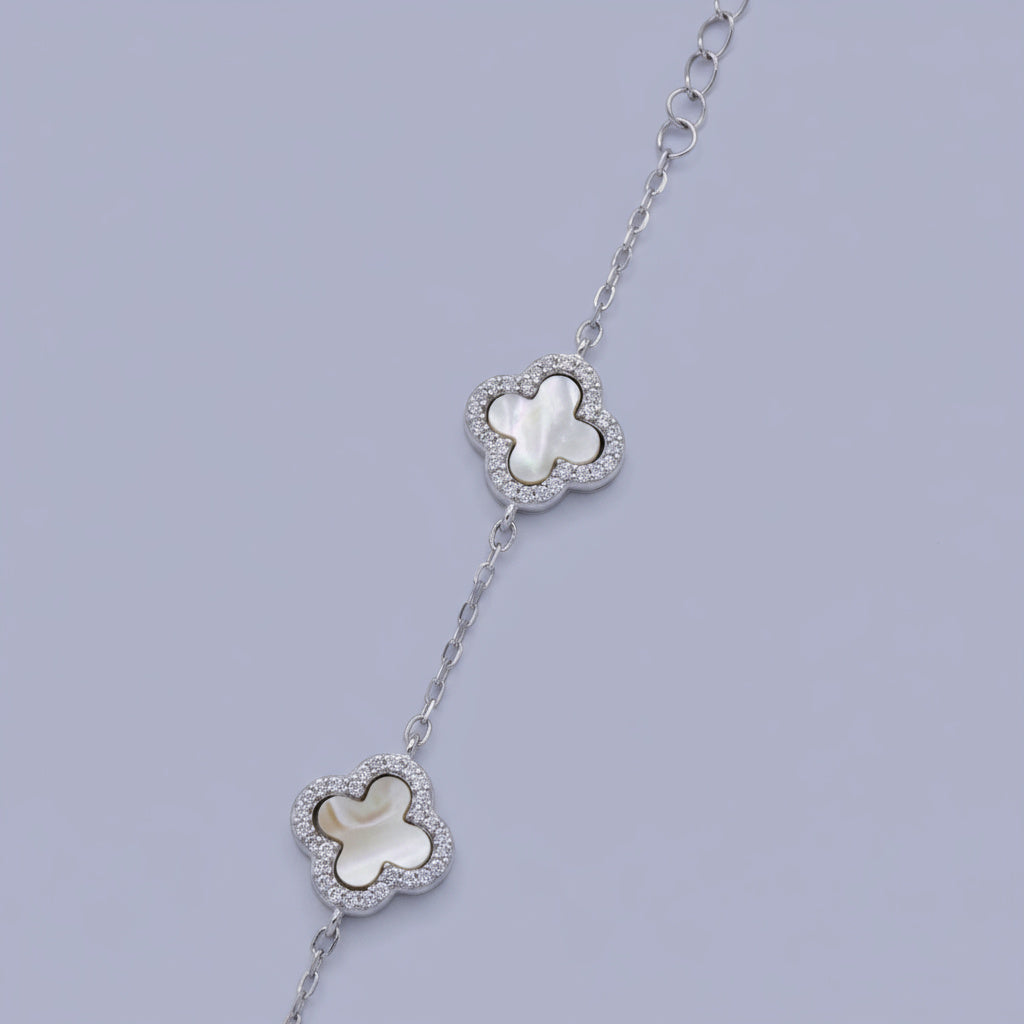 Pulsera de Plata .925 Tréboles de Madre Perla con Zirconias mod. 1469