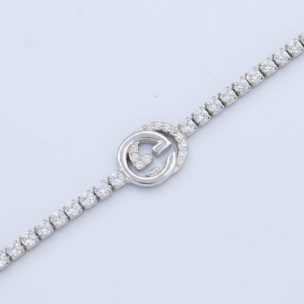 Pulsera de Plata .925 de Diseño Elegante con Zirconias Incrustadas Circular mod. 1479