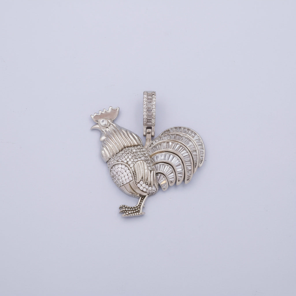 Dije de Plata .925 Especial Diseño de Gallo con Incrustado de Zirconias mod. 1453