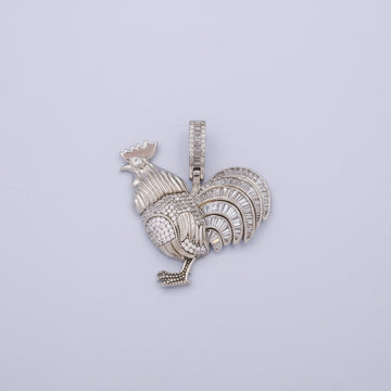 Dije de Plata .925 Especial Diseño de Gallo con Incrustado de Zirconias mod. 1453