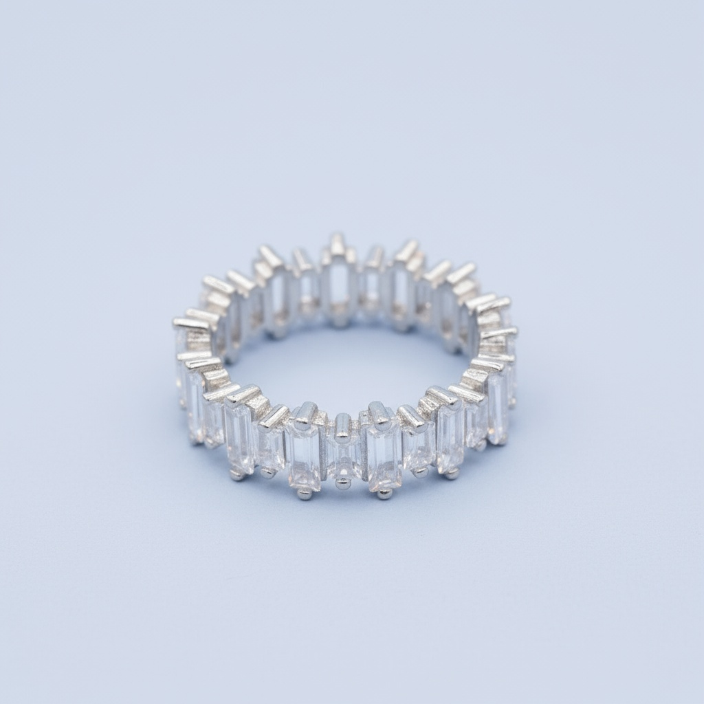 Anillo de Plata .925 Churumbela Especial con Zirconias de Corte Baguette mod. 1377