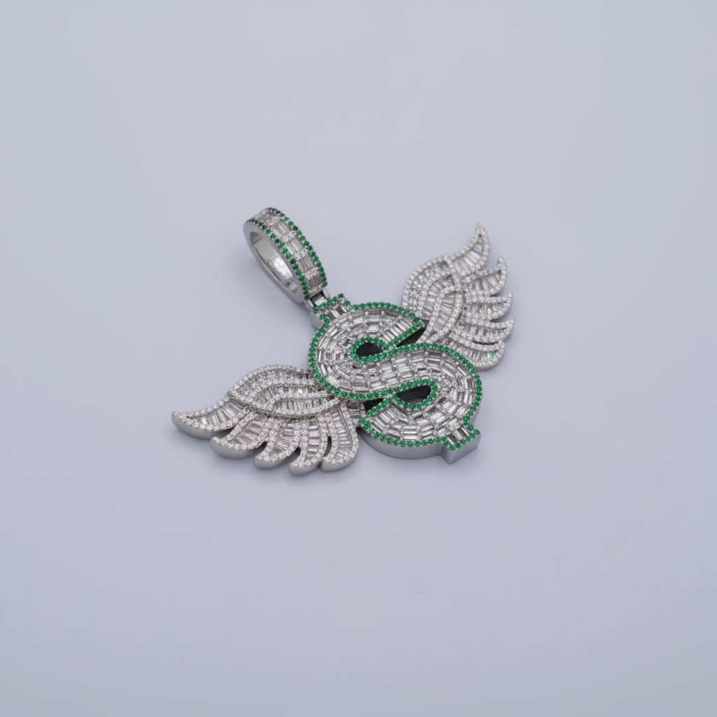 Dije de Plata .925 Especial Dollar Wings con Brillantes Zirconias mod. 1461
