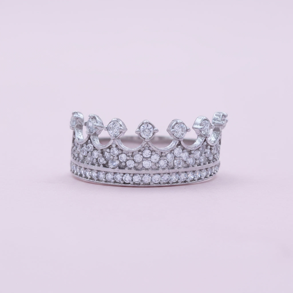 Anillo de Plata .925 Tipo Corona con Detalles de Zirconias mod. 1393