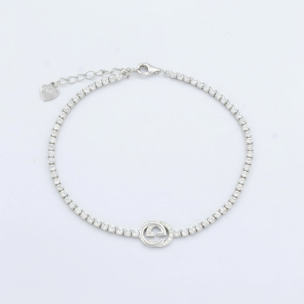 Pulsera de Plata .925 de Diseño Elegante con Zirconias Incrustadas Circular mod. 1479