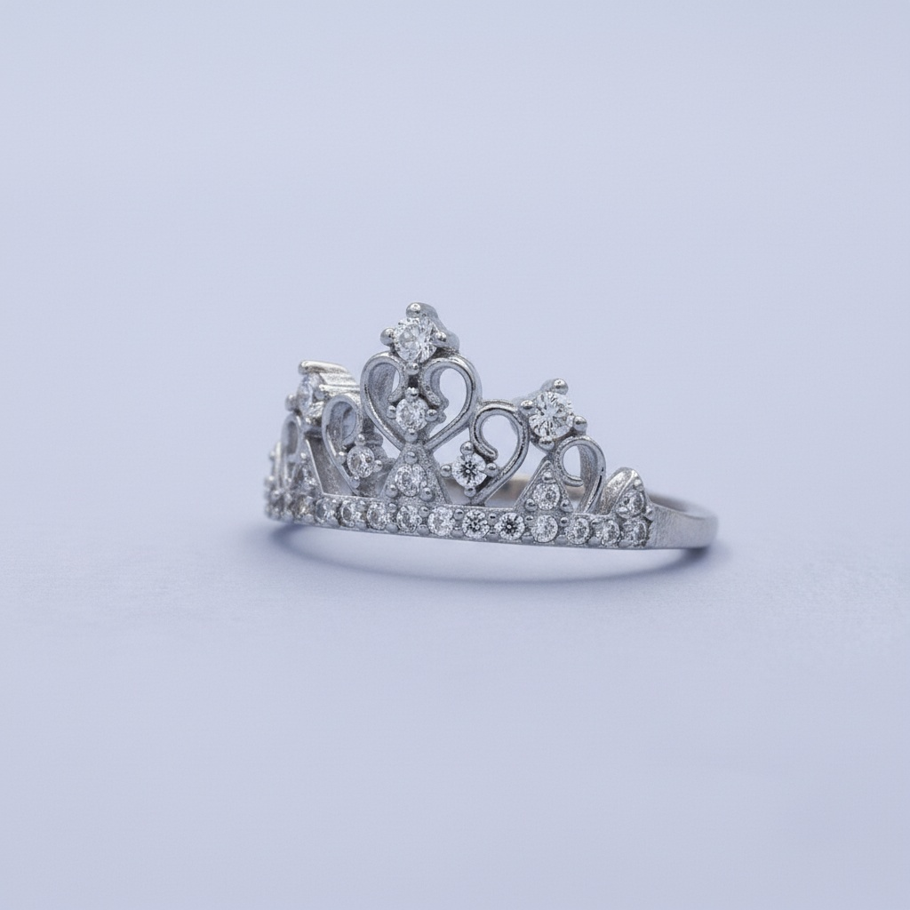 Anillo de Plata .925 Corona Princesa con Zirconias de Alta Calidad mod. 1394