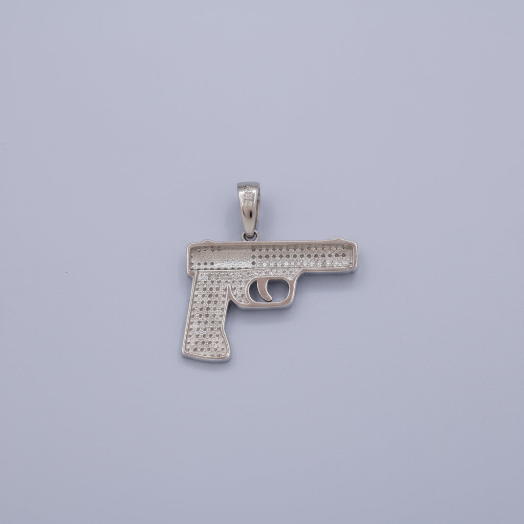 Dije de Plata .925 Especial Diseño de Arma y Zirconias Brillantes mod. 1455