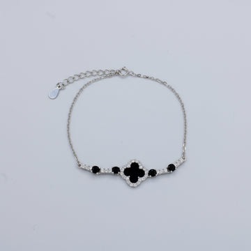Pulsera de Plata .925 Trébol Negro con Incrustación de Zirconias mod. 1465