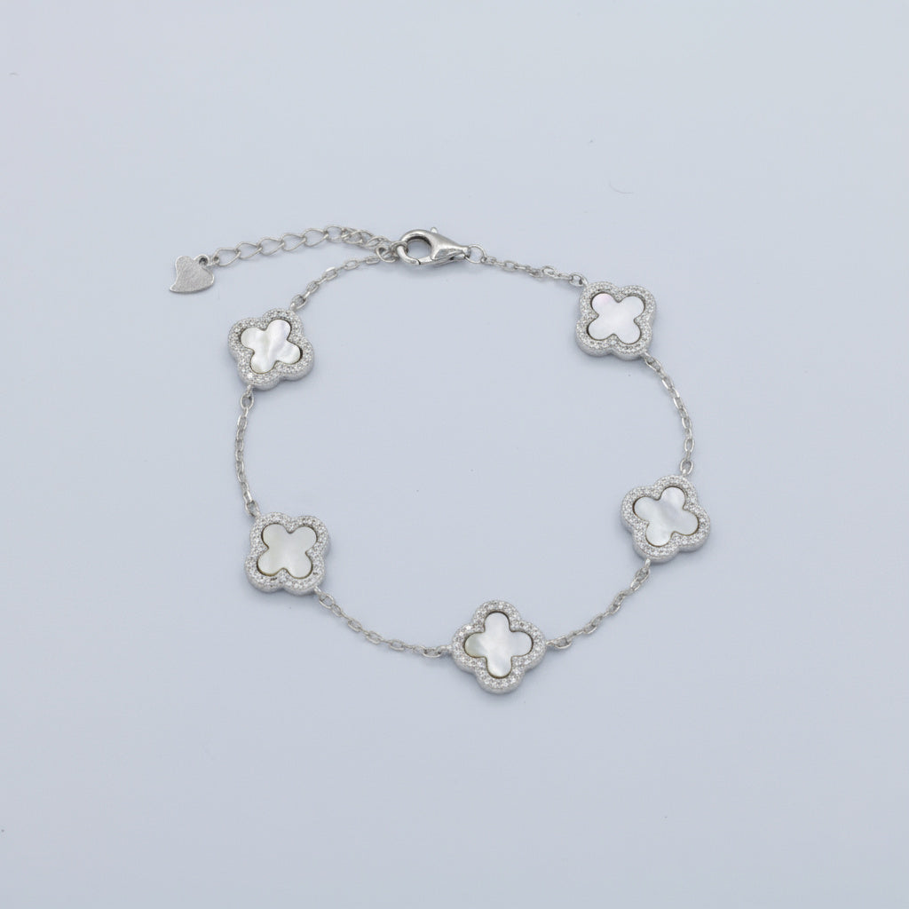 Pulsera de Plata .925 Tréboles de Madre Perla con Zirconias mod. 1469