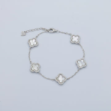 Pulsera de Plata .925 Tréboles de Madre Perla con Zirconias mod. 1469