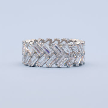 Anillo de Plata .925 Churumbela con Zirconias de Corte Baguette Estilo Grueso mod. 1364