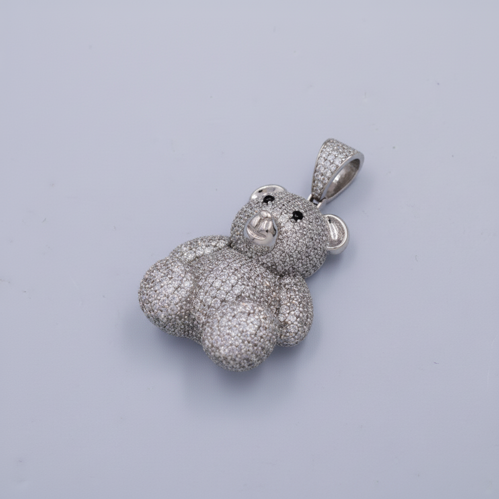 Dije de Plata .925 Especial Oso Teddy con Incrustado de Zirconias mod. 1456