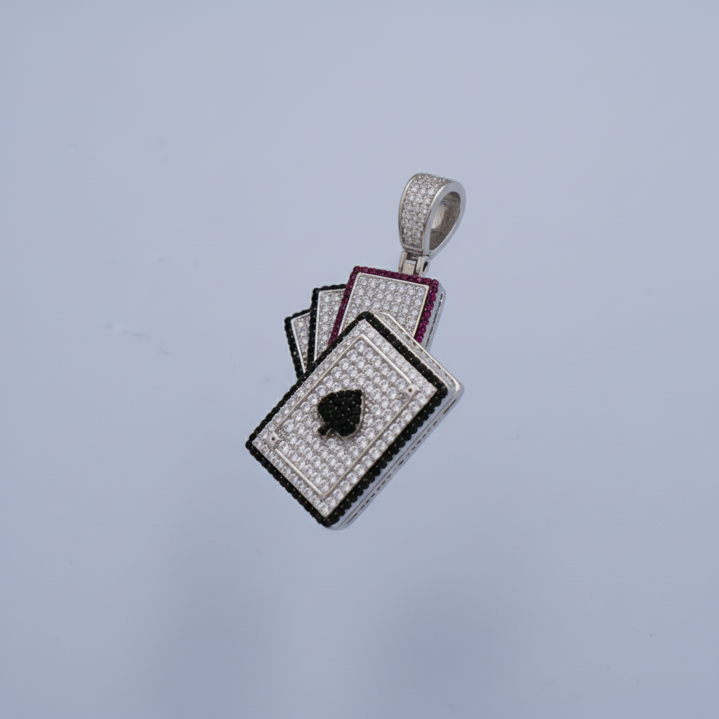 Dije  de Plata .925 Especial Baraja de Póker con Zirconias Billantes mod. 1459