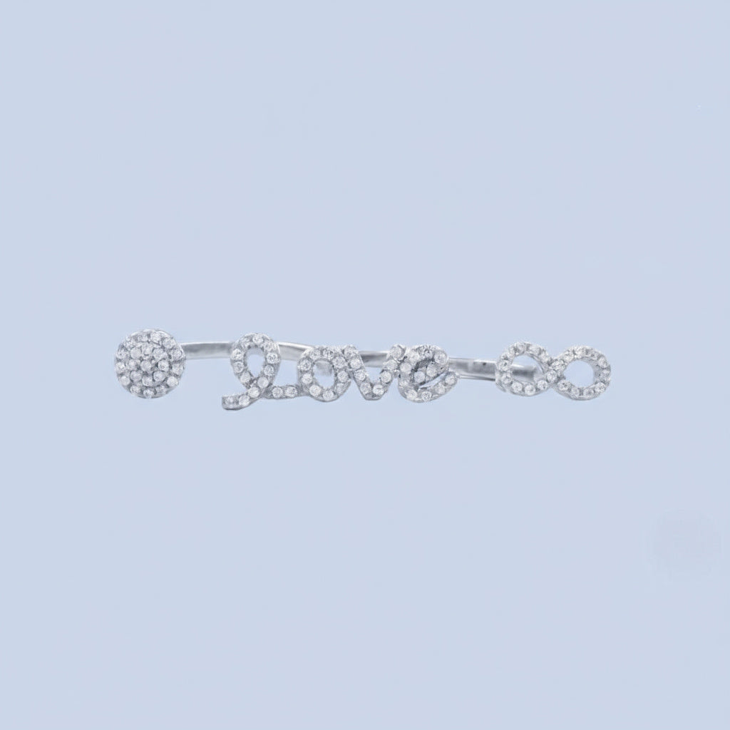 Anillo de Plata .925 Diseño Doble Estilo Love y Brillos de Zirconia mod. 1392