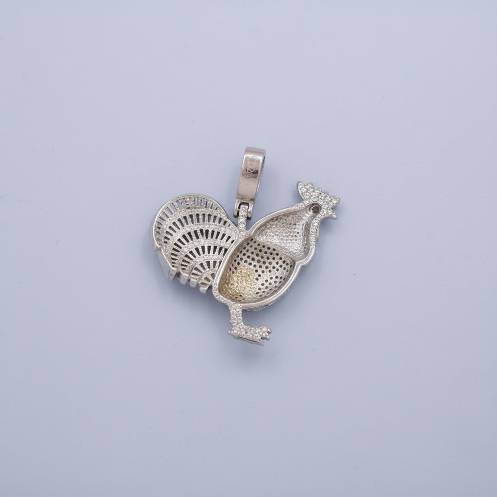 Dije de Plata .925 Especial Diseño de Gallo con Incrustado de Zirconias mod. 1453