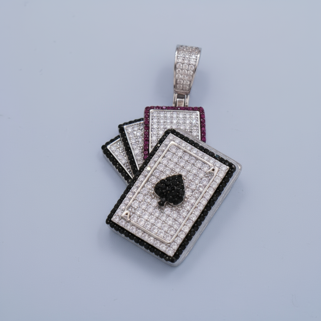 Dije  de Plata .925 Especial Baraja de Póker con Zirconias Billantes mod. 1459