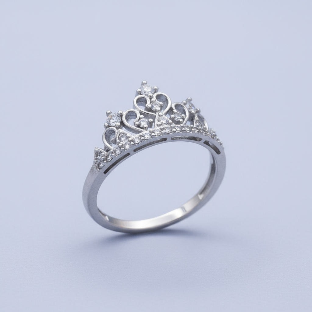 Anillo de Plata .925 Corona Princesa con Zirconias de Alta Calidad mod. 1394