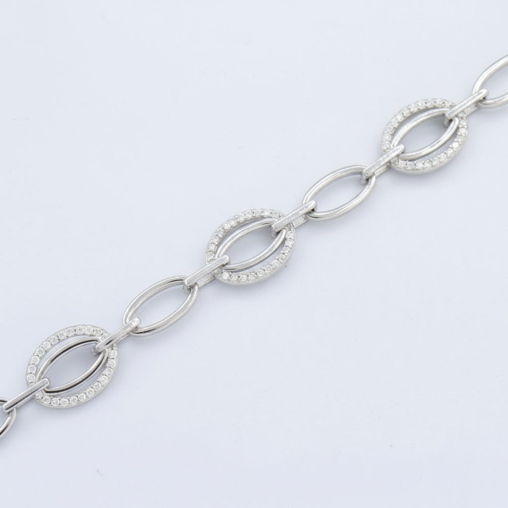 Pulsera de Plata .925 Diseño Oval con Zirconias Alrededor mod. 1476