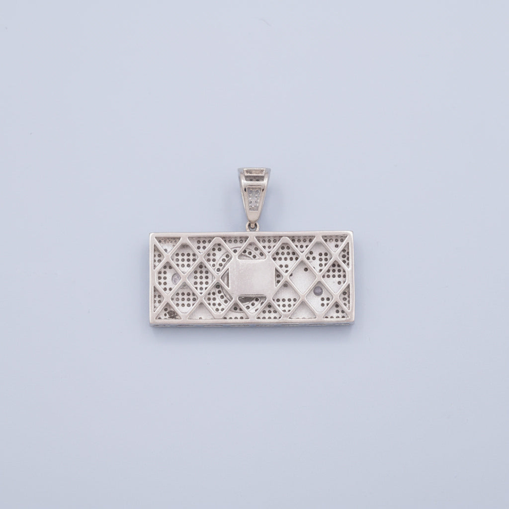 Dije de Plata .925 Especial Billete Dollar 100 con Zirconias Alineadas mod. 1454