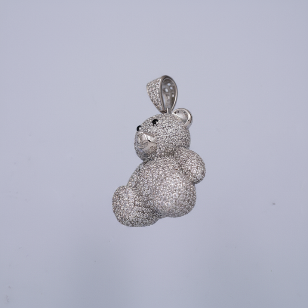 Dije de Plata .925 Especial Oso Teddy con Incrustado de Zirconias mod. 1456