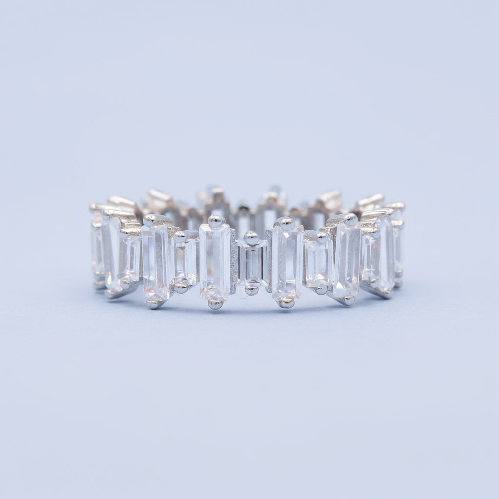 Anillo de Plata .925 Churumbela Especial con Zirconias de Corte Baguette mod. 1377