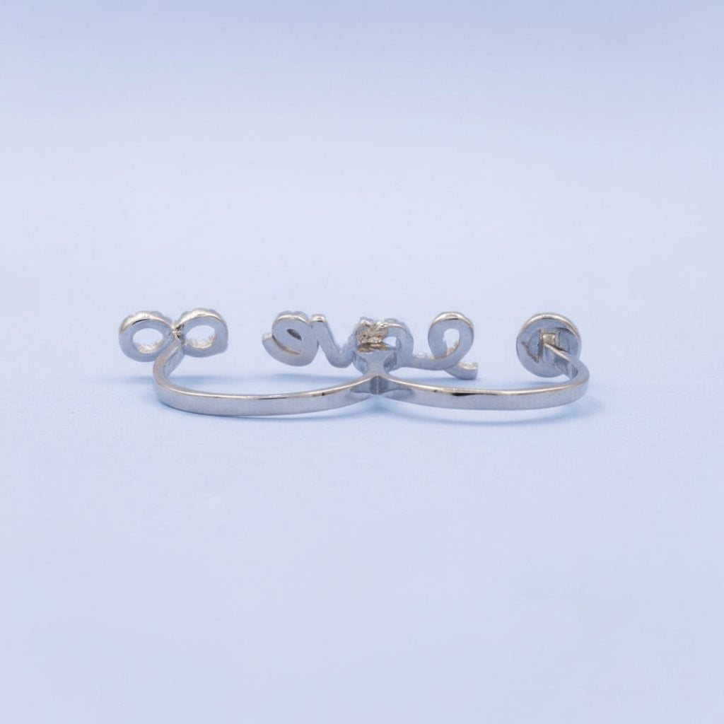 Anillo de Plata .925 Diseño Doble Estilo Love y Brillos de Zirconia mod. 1392