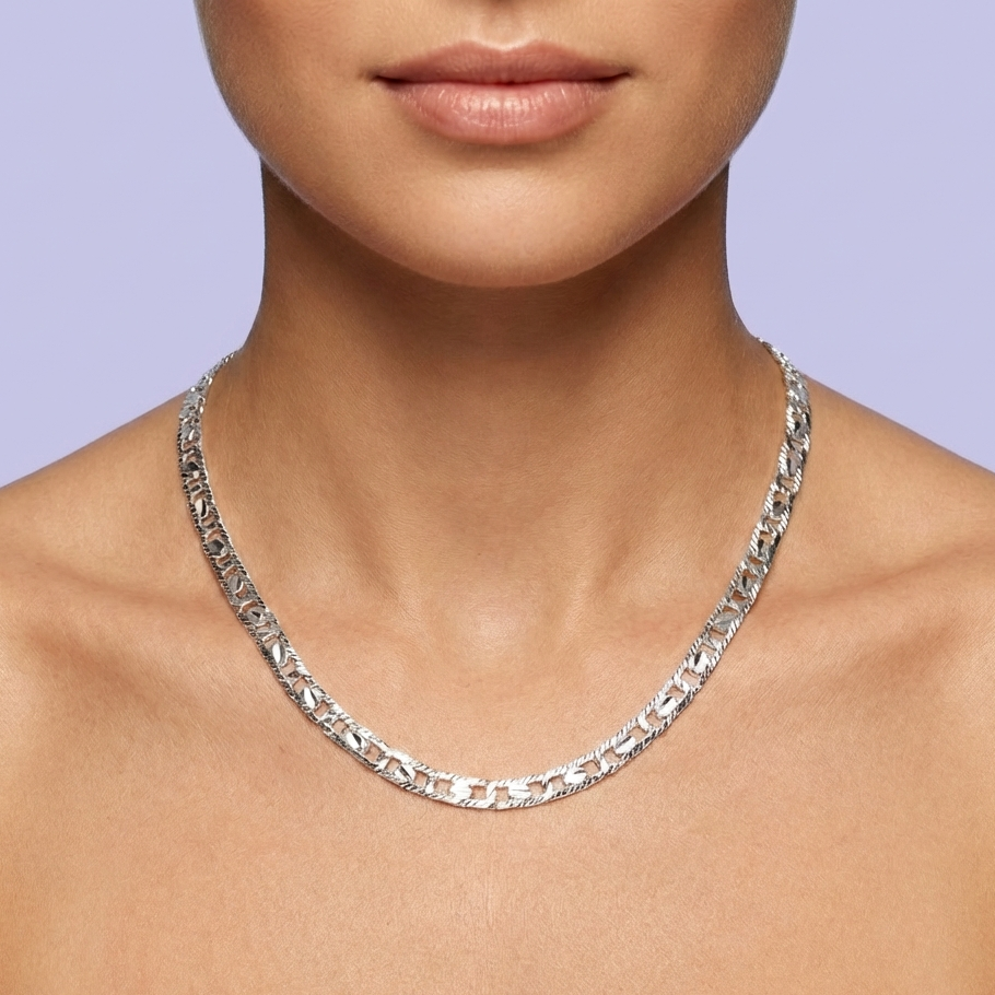 Cadena de Plata .925 Tejido Calado Diamantado mod. 1720