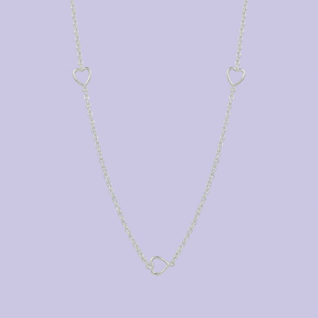 Gargantilla de Plata .925 Especial con Diseño de Corazones Planos mod. 1849