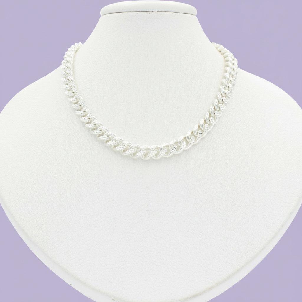 Cadena de Plata .925 de Tejido Cubano con Diamantado mod. 1517