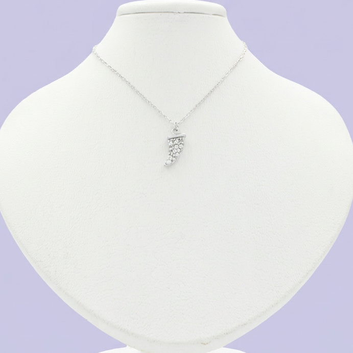 Gargantilla de Plata .925 con Diseño de Colmillo con Zirconias Brillantes mod. 2088