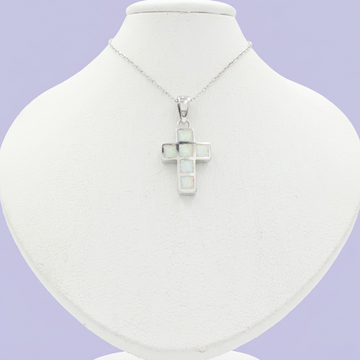 Gargantilla de Plata .925 con Cruz Incrustada de Madre Perla mod. 2092