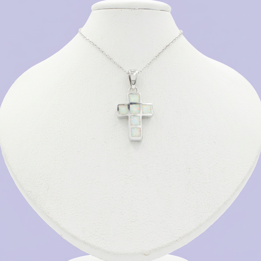 Gargantilla de Plata .925 con Cruz Incrustada de Madre Perla mod. 2092