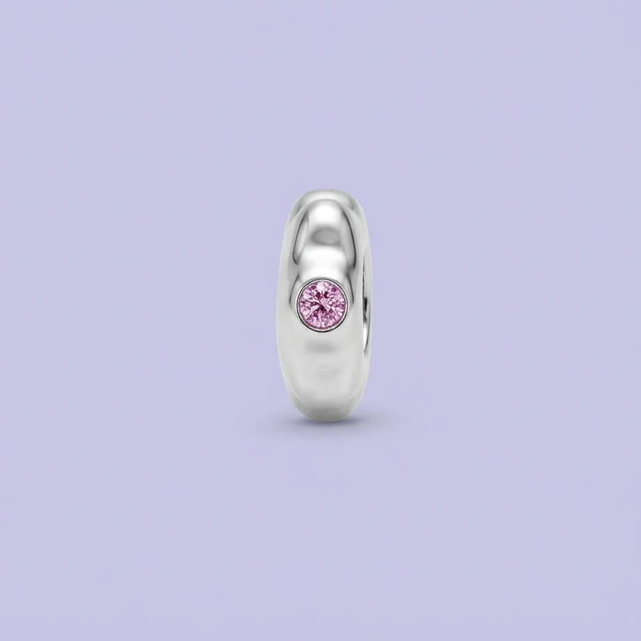 Dije de Plata .925 Estilo Charm Diseño de Tuerca con Zirconias Brillantes mod. 1725