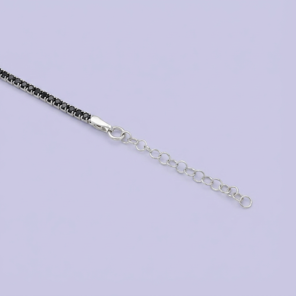 Gargantilla de Plata .925 Diseño de Tenis Incrustada de Zirconias Obscuras mod. 1690