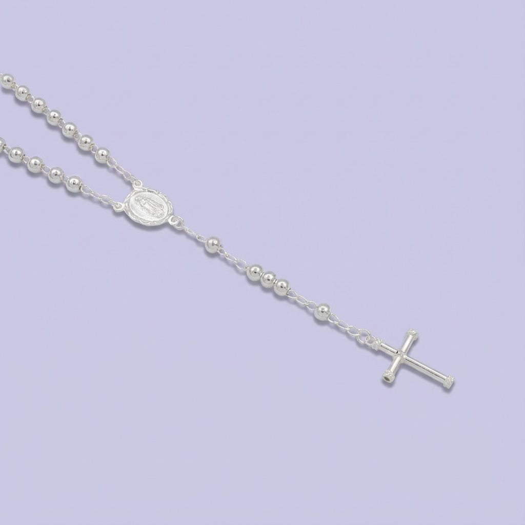 Rosario de Plata .925 de La Virgen de Guadalupe con Cruz de Nudos mod. 1687
